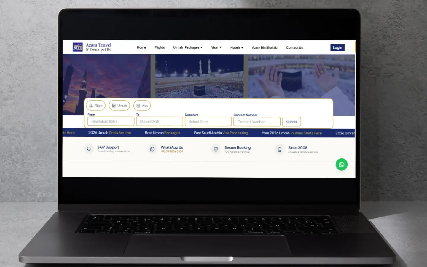 Custom Travel Website Screenshot