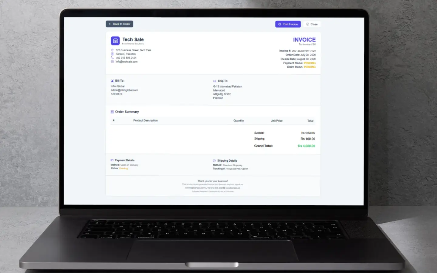 Invoice System - Order Invoice